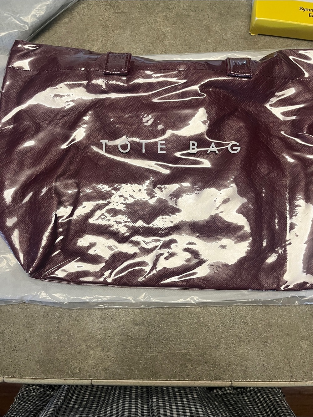 New TOTE Bag large vinyl bag in plum